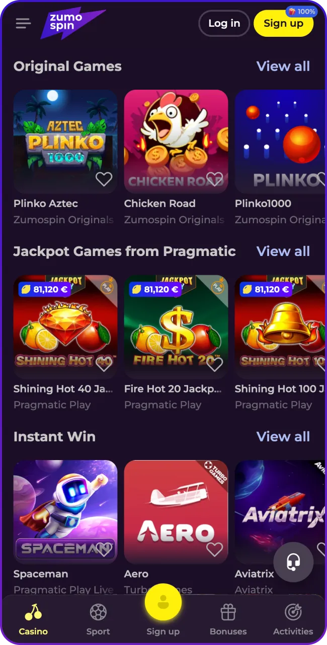 Zumospin Casino Download Mobiele App
