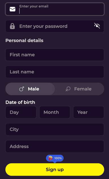 Registration at Zumospin casino
